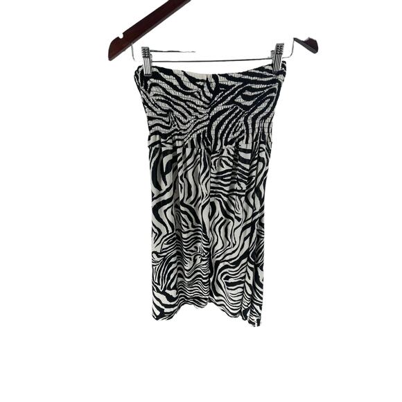 Aviva Black White Zebra Print Strapless Mini Dress Women's Size Small - Picture 4 of 5